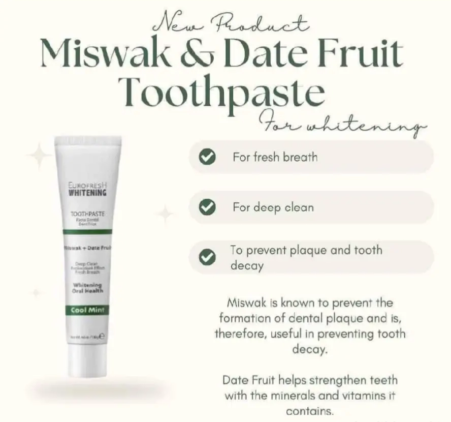 Eurofresh Whitening Miswak &amp; Date Fruit Toothpaste