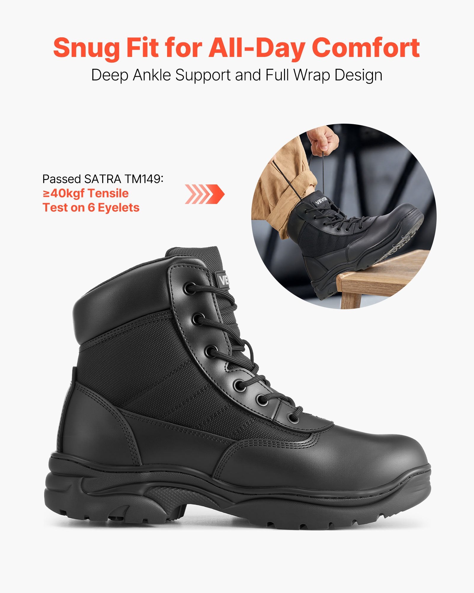 Men's Military Tactical Boots, 6 Inch Combat Hiking Work Lightweight ,US Size 9