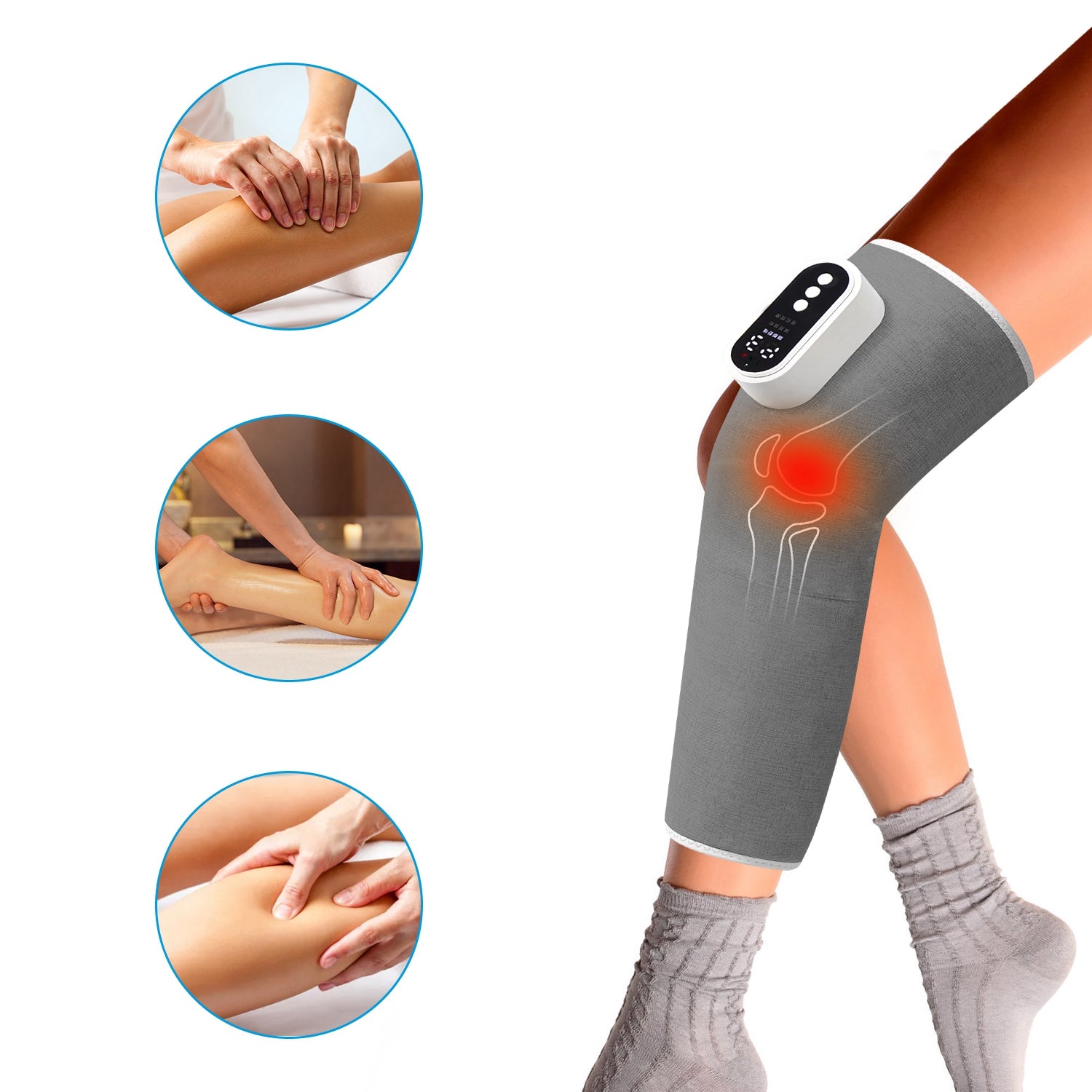 Cordless Leg Massager Air Compression With Heat Thigh Knee help For Pain Relief
