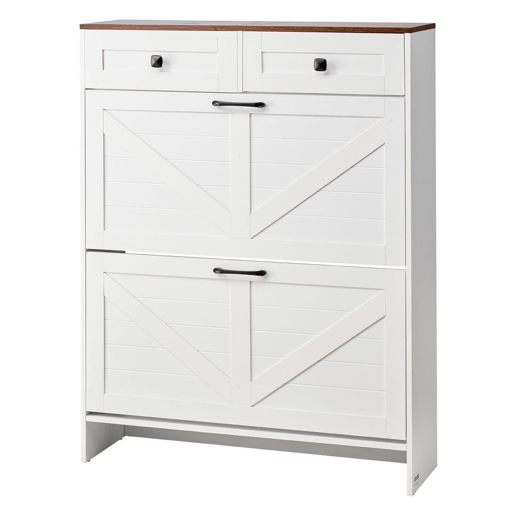 Shoe Cabinet With 2 Flip Drawers, and Storage Cabinet  For Entryway, Hallway, Bedroom, Living Room, White