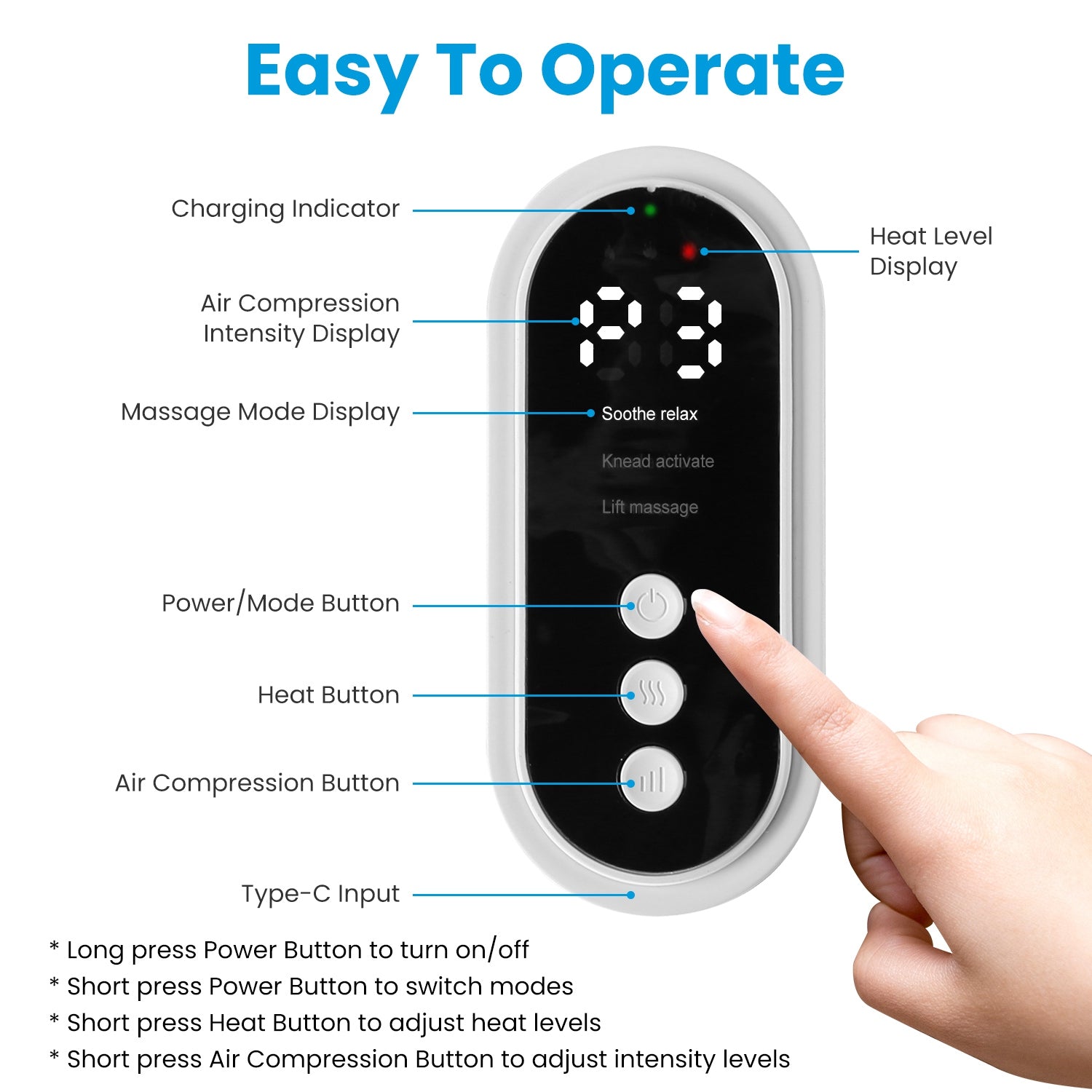 Cordless Leg Massager Air Compression With Heat Thigh Knee help For Pain Relief