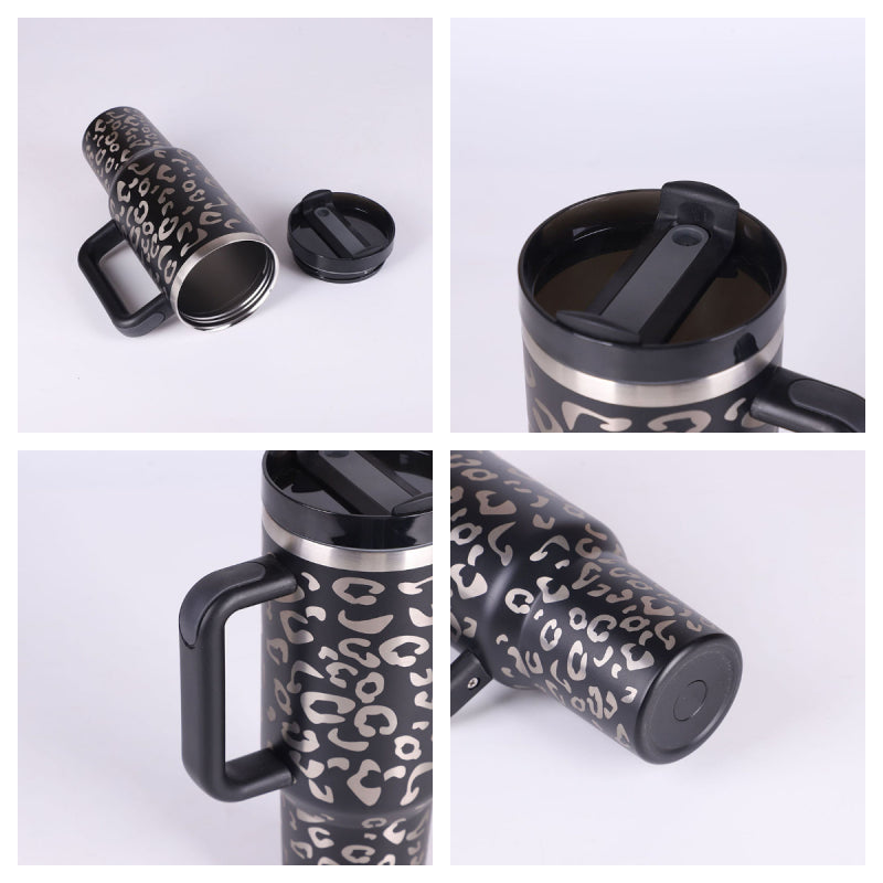 40 Oz Tumbler With Handle Straw, Stainless Steel Mug Gifts For Valentine Lover ,For Car Gym Office Travel