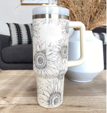 40 Oz Tumbler With Handle Straw, Stainless Steel Mug Gifts For Valentine Lover ,For Car Gym Office Travel