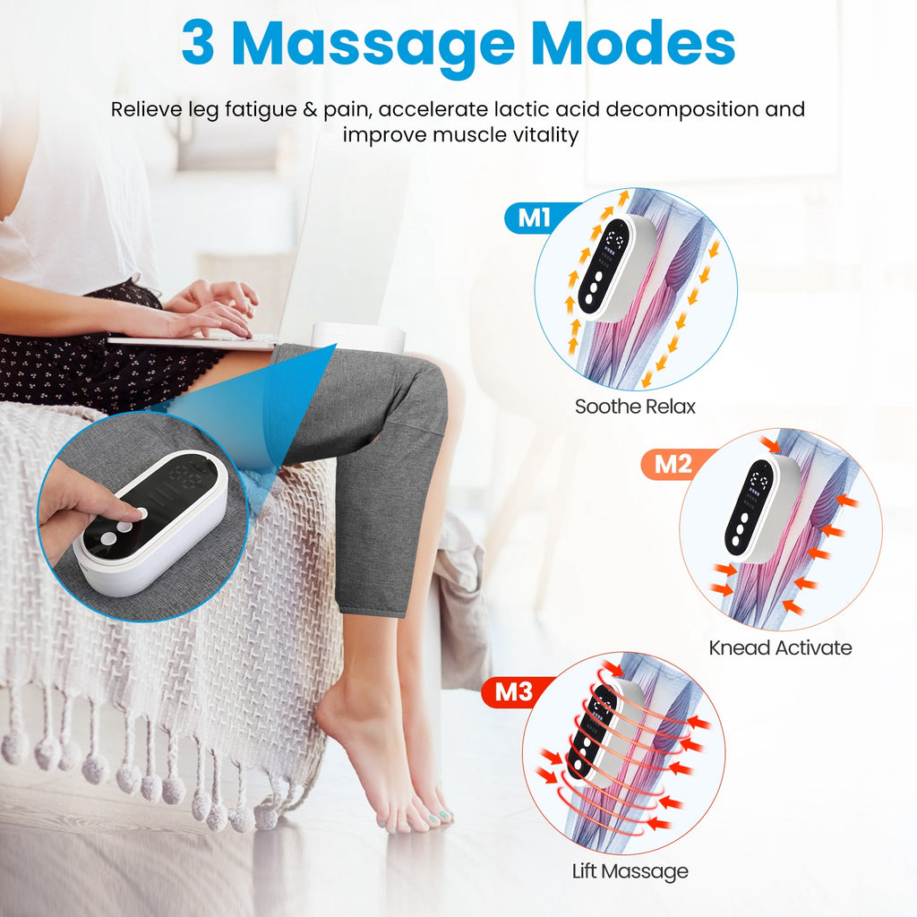Cordless Leg Massager Air Compression With Heat Thigh Knee help For Pain Relief